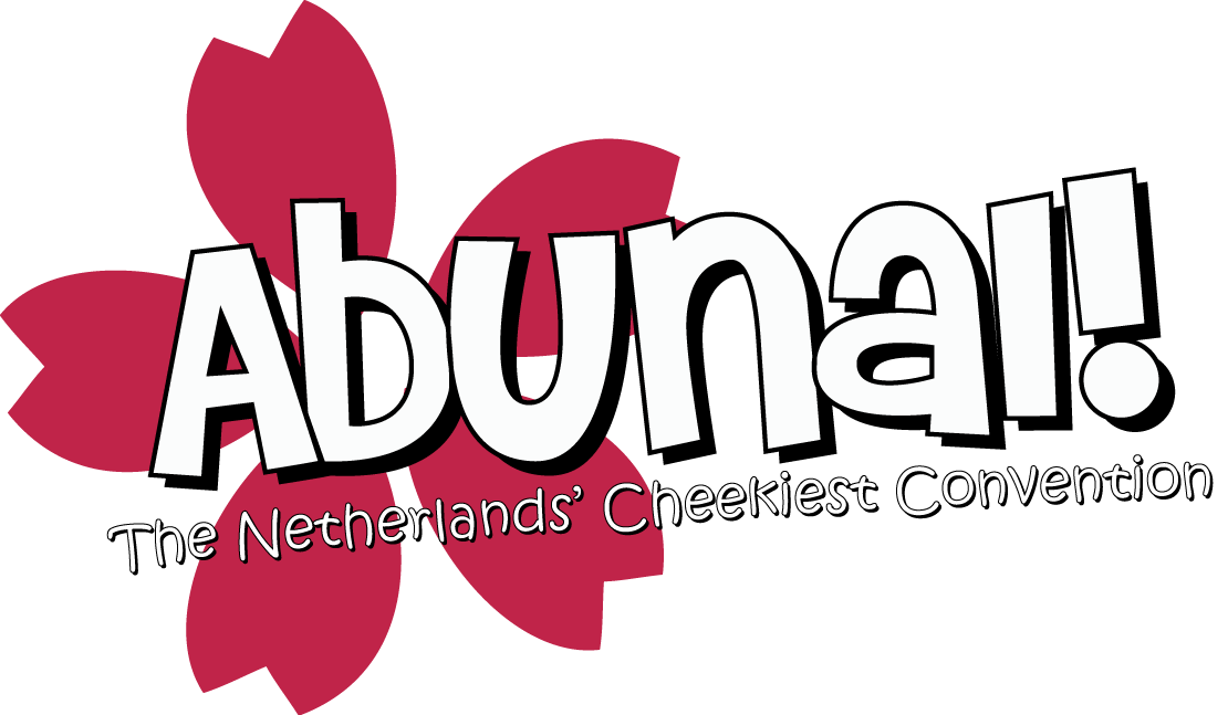Abunai Logo met onderschrift "The Netherlands'Cheekiest Convention"
