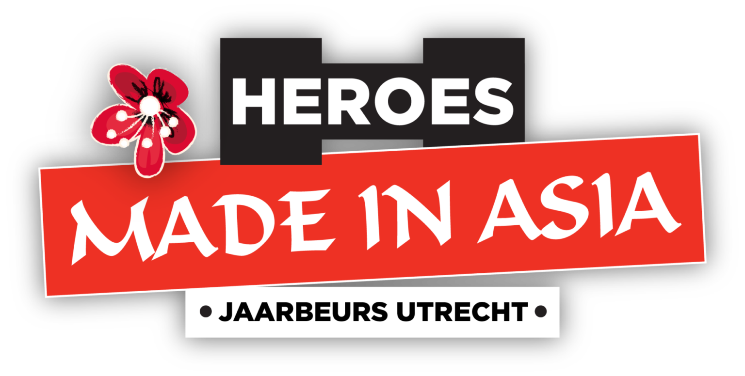 Heroes Made in Asia logo met onderschrift van locatie: Jaarbeurs Utrecht